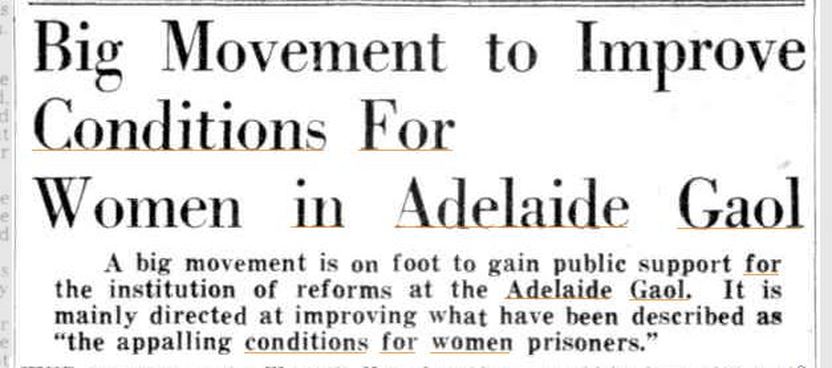 Adelaide Gaol conditions for women